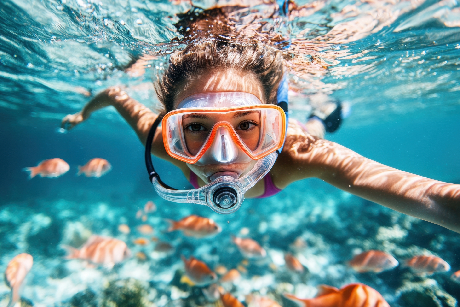 Snorkeling in clear tropical water