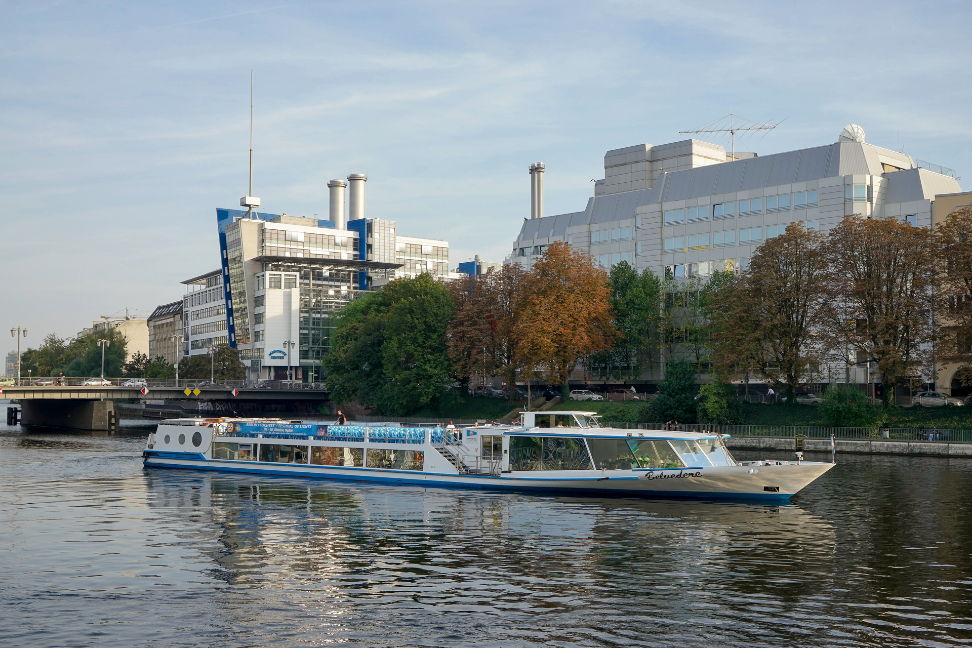 River cruise passing through a historic European city
