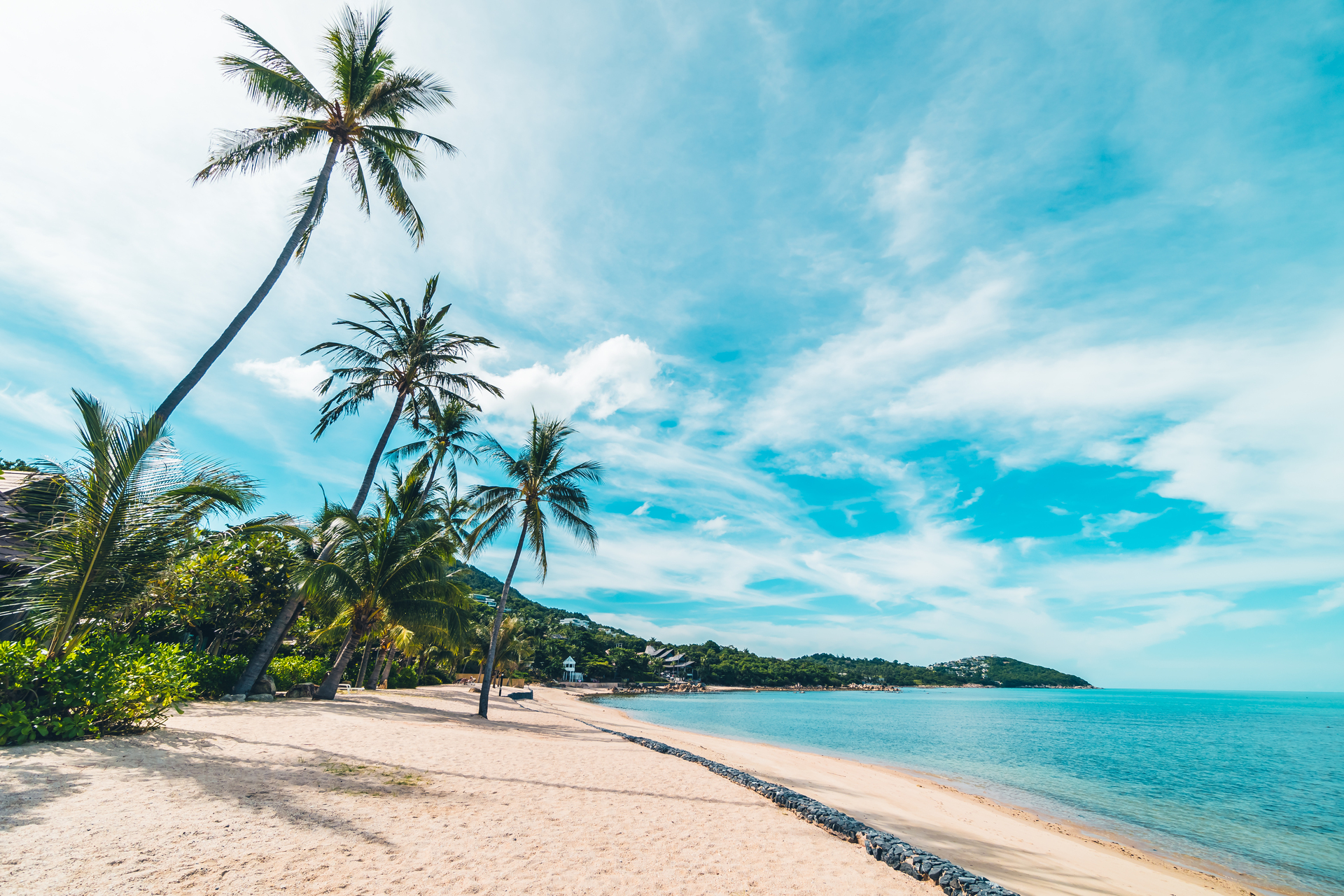 Turquoise Caribbean beach with white sand