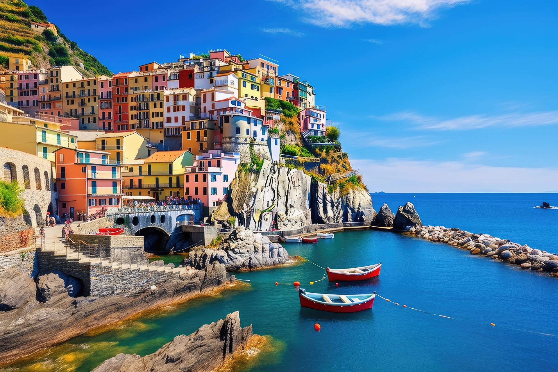 Colorful cliffside village of Manarola in Cinque Terre, Italy