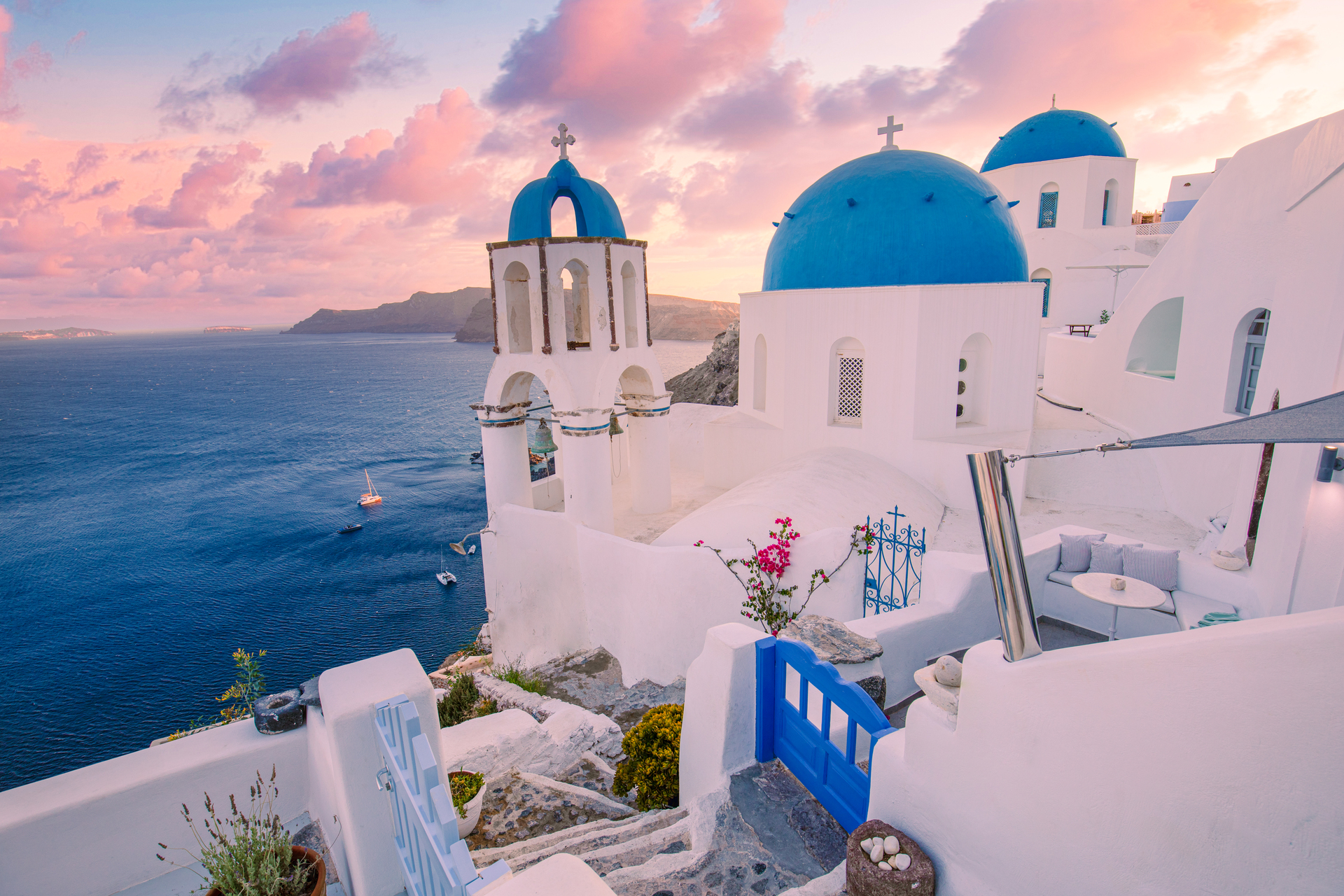 Evening view over Santorini, Greece