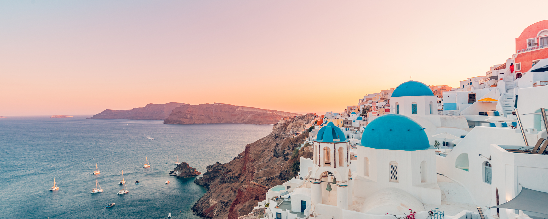 Sun-soaked seaside vacation town from above